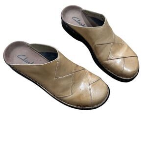 Clarks Women's‎ Brown Leather Slip-On Mules Casual Shoes